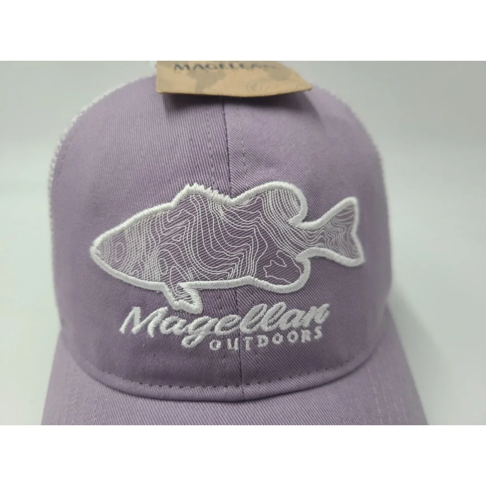 Women Magellan Outdoors Fish Mesh Trucker Snapback Hat‎ Cap Casual Purple White